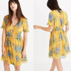Madewell Sweetgrass Ruffle-Sleeve Dress in Painted Bloom - 29502